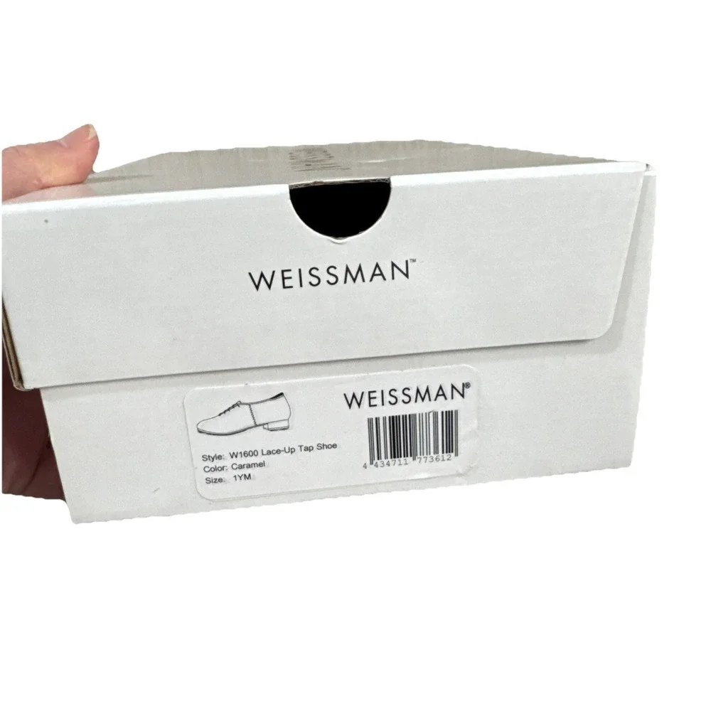 Weissman Tap Shoes Childs Size 1YM Style‎ W1600 Caramel Lace UP Rubber Sole New